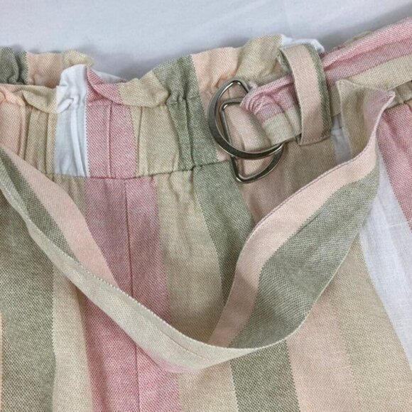 Womens Jolie & Joy 2X Cotton Paperbag Shorts Peach Red Tan Green #1 - Picture 4 of 6